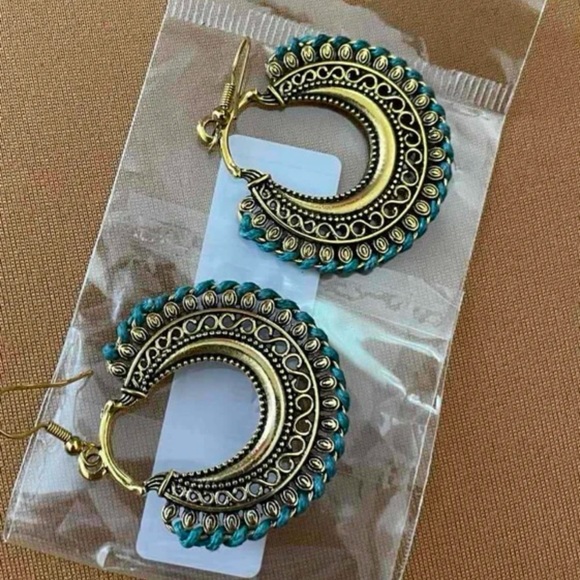 Sphere Carved Metal Statement Earrings Bohemian Vibe - Picture 9 of 13